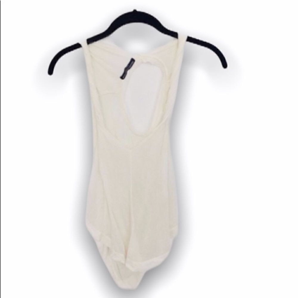 Brandy Melville White Tank Top OS Keyhole Back Semi Sheer Butter Soft